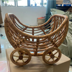 Carro de mimbre Vintage para bebé, muebles de fotografía recién nacido, cochecito de bebé tejido a mano, silla para posar, accesorios para sesión de fotos de estudio