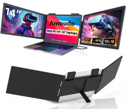 Monitor Portátil Doble para Laptop Amoudo de 14 Pulgadas, 1920*1080P IPS, Monitor Triple con Puerto USB-C para Laptops de 14-16.5 Pulgadas, Windows/Mac, Xbox