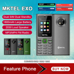 MKTEL EXO-teléfono móvil para personas mayores, dispositivo con doble SIM, modo de espera Dual, pantalla de 1,77 pulgadas, GSM, MP3, MP4, Radio FM, altavoz fuerte