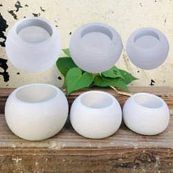 Molde de silicona para maceta redonda, jarrón de plantas suculentas DIY, vela redonda, molde para tazas, materiales para manualidades, molde de resina de cemento y yeso, 3 uds.