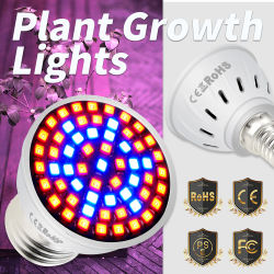 Luz LED de espectro completo para cultivo hidropónico, fitoamplificador de 220V para plántulas de flores y plantas de interior, E27, E14, B22, GU10, MR16