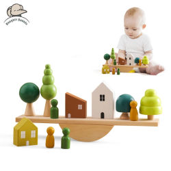 Juguetes sensoriales Montessori, juguetes apilables para casas forestales de bebés, réplica de bloques forestales de madera, juego educativo para primera infancia, regalo