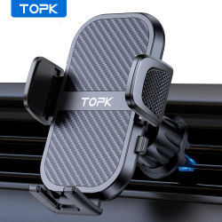 TOPK Soporte para teléfono para automóvil Soporte para teléfono para automóvil con ventilación de aire 360 ° Compatibilidad del clip ajustable con rotación apta para todos los teléfonos inteligentes