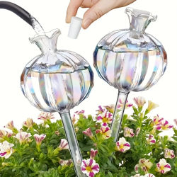 Bombillas de riego automático de plantas de vidrio, gotero de agua con forma de flor, dispositivo ligero para plantas de interior, sistema de riego por goteo