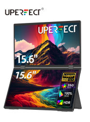 UPERFECT Delta-Monitor plegable de 15,6 pulgadas, pantalla portátil Dual FHD, soporte de ajuste, pantalla de doble apilado para Mac, Windows, portátil y PC