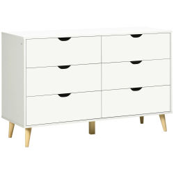 HOMCOM Cómoda con 6 Cajones Cajonera de Armario Mueble Organizador con Cajones para Cocina Dormitorio Salón Estudio Estilo Moderno Antivuelco 120x40x76 cm
