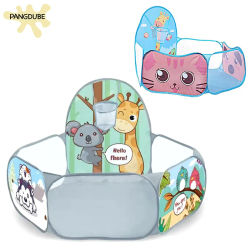 PANGDUBE, parque infantil plegable hexagonal de 1,2 m para bebés, valla de seguridad para bebés para interiores, parque infantil bonito para niños, valla de actividades para bebés con aro de cesta