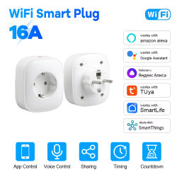 Enchufe inteligente UE 16A 20A Wifi con Monitor de potencia aplicación remota Control temporizador grupo Alexa asistente de Google función de memoria de voz
