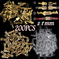 Terminales de crimpado de pala 200, conector macho hembra de prensado en frío, juego de conectores de cable eléctrico para altavoz de coche, 2,8/4,8/6,3mm