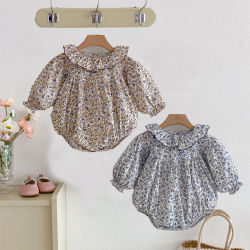Peleles para niñas pequeñas, mono con volantes de manga larga Floral a la moda, monos para bebés recién nacidos, ropa para niñas de 0 a 24 años