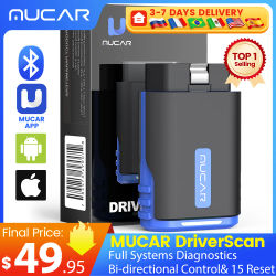 MUCAR DriverScan OBD2 Escáner Bluetooth, herramienta de escaneo bidireccional Nivel OE Todos los sistemas Diagnóstico 15 Función de servicio