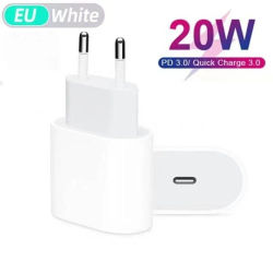 Cargador Rápido PD20W con Adaptador de Enchufe Estándar Europeo e Interfaz USB-C, Cabezal de Carga Rápida Disfrazado de 20W