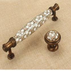 Tiradores de Cerámica de Lujo Ligero para Muebles, Tiradores de Oro Rosa para Gabinetes de Cocina, Muebles de Exterior, Tiradores Vintage con Diseño Floral
