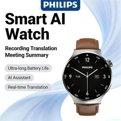 Nuevo Reloj Inteligente Philips AI VTR5206 con Grabadora, Compacto y Portátil, Convierte Voz a Texto y Traducción para Conferencias, Micrófono HD para Llamadas, Pulsera