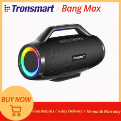 Altavoz de fiesta Tronsmart Bang Max Bluetooth 130W con sistema de sonido de 3 vías sincronización hasta 100 + altavoces Control de aplicación entrada de guitarra/micrófono