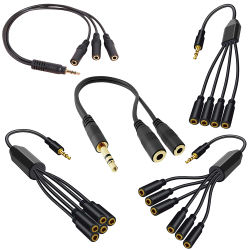 1/8 3,5mm TRS macho a 2/3/4/5/6 puertos 3,5mm hembra Jack Cable divisor de auriculares adaptador de Audio auxiliar estéreo para PC MP3 TV altavoz