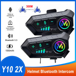 Intercomunicador para Casco de Motocicleta 1/2x Y10 2X, Bluetooth 5.3, Auriculares Impermeables con Alcance de 300m, Altavoz y Auricular