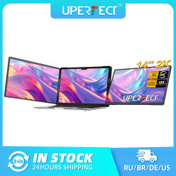 Extensor de pantalla para computadora portátil UPERFECT 2K 14" Bisagra giratoria única de 360° Monitor triple 1440P IPS Monitor dual portátil para Windows Mac Android