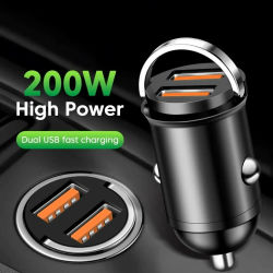 Cargador Rápido para Auto USB de 200W, Cargador Rápido PD USB 3.0, Adaptador de Carga Rápida USB Tipo C para Teléfonos iPhone, Xiaomi 17, 15, Samsung, VIVO