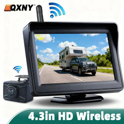 Monitor HD inalámbrico de 4,3 ", cámara de marcha atrás de respaldo, visión nocturna trasera, soporte de estacionamiento para camión, autobús, coche, vehículo, RV, 12V/24V