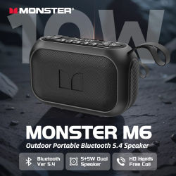 Monster M6 Altavoz Bluetooth para exteriores altavoz doble potente caja de sonido Bluetooth portátil compatible con entrada FM/TF/USB/AUX/auriculares