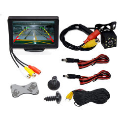 Cámara de visión trasera de coche para estacionamiento, Monitor de pantalla LCD TFT a Color de gran grado de 4,3/5 pulgadas, visión nocturna impermeable, respaldo de marcha atrás