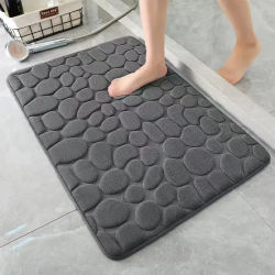 Alfombra antideslizante para baño 3D, almohadilla absorbente con estampado de guijarro, alfombrillas de baño, felpudo, suelo de puerta en relieve de adoquines