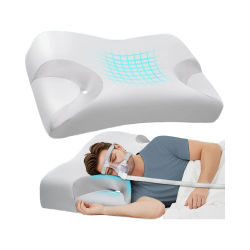 Almohada CPAP para apnea del sueño, almohada de soporte para el cuello de espuma viscoelástica, diseño ergonómico para personas mayores del estómago, alivio de los ronquidos