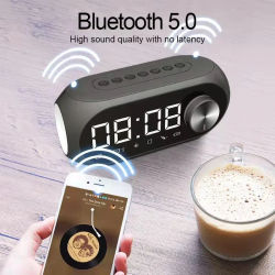 Reloj despertador Altavoz Bluetooth portátil Radio FM Subwoofer Caja De sonido inalámbrica Música Mini Woofers Caixa De Som Coluna Lámpara Bocina