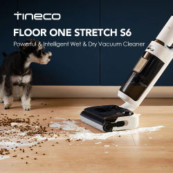 Aspiradora en seco y húmedo Tineco Floor One Stretch S6 180 ° Limpiaparabrisas de diseño plano con succión, 13 cm, altura reclinable 70 ° C 5min Flash Dry Autolimpiante