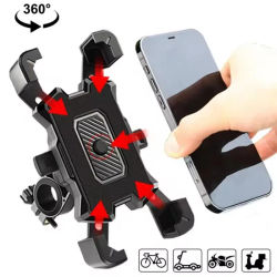 360 ° Soporte de teléfono para bicicleta con rotación, soporte para teléfono para motocicleta, manillar de bicicleta, abrazadera para teléfono móvil, Compatible con teléfonos de 4,5-7 pulgadas