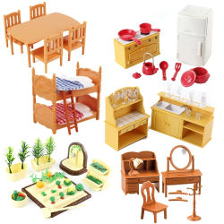 Muebles para casa de muñecas familiar de animales del bosque, juguetes en miniatura, accesorios para muñecas, Kit de casa de muñecas para dormitorio y baño, 1/12
