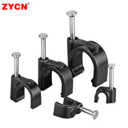 100 Uds Clips redondos para cables 4mm 6mm 8mm 10mm gestión Cable eléctrico soporte de amarre círculo planta escalar pared clavo negro