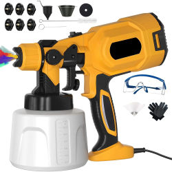 Pistola pulverizadora de pintura eléctrica, pulverizador de pintura de gran capacidad de 1000W, alta potencia, 1400ml, con 6 boquillas de cobre para muebles, paredes de jardín