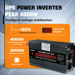 Inversor UPS LVYUAN de Onda Sinusoidal Pura de 4000W, DC12V 24V a AC220V, Inversor de Corriente Continua y Cargador de Batería, Corriente de 15A/8A