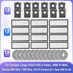 Compatible para Cecotec Conga X100 / Conga X100 X-Treme / JONR X1 MAX, Deerma X80 ULTRA, Deerma X90 Ultra, Haier HSR Pro R6, Everybot Q11 , piezas de aspiradora, cepillo, filtro, paño mop y accesorios
