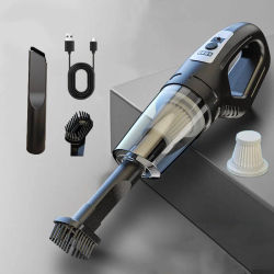 Aspirador de coche portátil de 120W, aspirador inalámbrico de mano con carga USB, potente succión para Auto/hogar/oficina/pelo de mascota