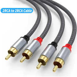 Cable RCA 2 RCA a 2 RCA macho a macho Cable auxiliar de Audio estéreo Jack para HDTV Home Theater DVD altavoz caja amplificador de potencia 5m