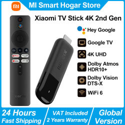 Xiaomi TV Stick 4K 2.ª Generación, Reproductor Multimedia Portátil, Netflix, WiFi 6 de Doble Banda, Asistente de Google, Dongle de TV Inteligente BT5.2, 360 ° Control Remoto por Voz Bluetooth para