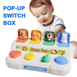 Caja de interruptor emergente de ocultar para niños, juguete interactivo Montessori de animales para bebés, juguete sorpresa de actividad preescolar emergente informal