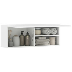 Mueble de pared para baño HOMCOM, unidad de almacenamiento colgante para baño con puerta batiente y tro