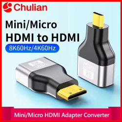 Adaptador Convertidor Mini Micro HDMI a HDMI 2.1 Hembra, 8K@60Hz, para Cámara, Tablet, Laptop, HDTV, Monitor