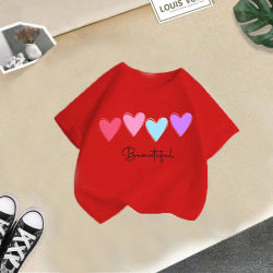 Camiseta dulce de verano para bebés y niños, Top con estampado de amor, ropa para niños, camiseta bonita de manga corta con cuello redondo, ropa para niños