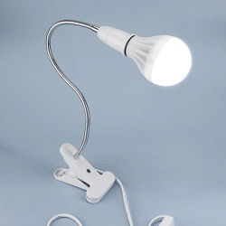 Portalámparas de escritorio Flexible de 360 grados, Base E27, toma de luz, Cable con Clip de cuello de cisne con interruptor de encendido y apagado para plantas domésticas