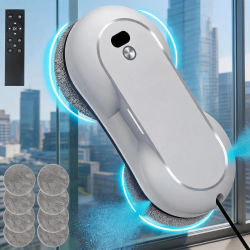Robot Inteligente para Limpieza de Ventanas Eléctrico, 5600Pa, Doble Pulverización Bidireccional, Automático y con Control Remoto, Limpiacristales, Robot Aspirador para Limpieza de Vidrios para