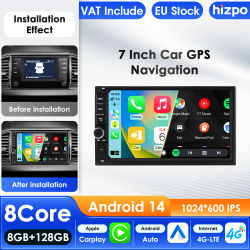 Hizpo 2Din 7 ''Carplay 4G AI sistemas Android 14 Radio de coche para unidad principal de navegación Universal Monitor reproductor de vídeo Multimedia GPS
