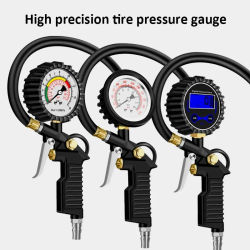 Medidor de presión de neumáticos, medidor de presión de aire de 220psi, Monitor de presión de neumáticos de coche, inflador de neumáticos con manguera Flexible para coche, camión y motocicleta