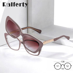 Ralferty 2025 Cateye gafas de sol magnéticas con Clip para mujer, diseño 2 en 1 para exteriores, protección UV, lentes polarizadas, montura óptica