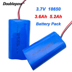 Batería de litio 18650 de 3,7 V, 3600 mAh/5200 mAh, paquete de baterías recargables 18650, placa de protección para megáfono y altavoz + conector XH-2P.
