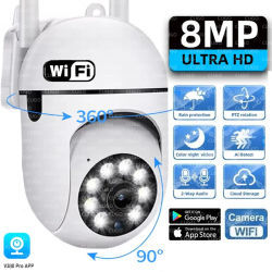 Cámara Wifi de 8MP, cámara de vigilancia IP inalámbrica, Monitor de vídeo, visión nocturna, seguimiento humano, Audio bidireccional, Monitor inteligente para bebés para el hogar